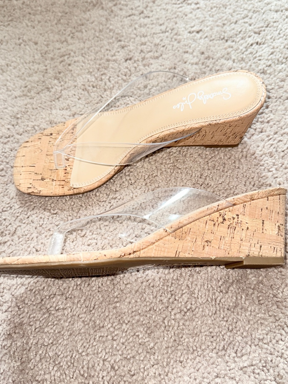 Clear PVC Cork Slide Sandals - Nude - Picture 2 of 4